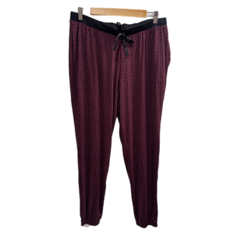 Simply Vera Vera Wang Jogger Pants Womens Large Burgundy Excellent Chevron Print